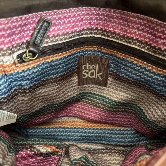 The Sak Demi Teak Multi Crossbody Bag Convertible Clutch Two Tone Brown Leather - Picture 5 of 6